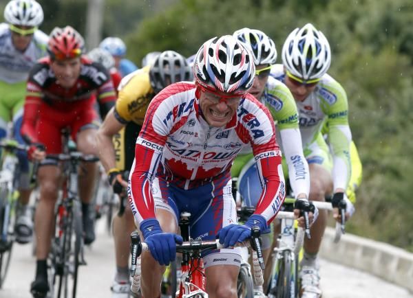 Danilo Di Luca (Katusha) suffers in the finale.