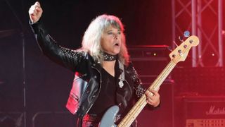 Suzi Quatro performs on stage during the Brunner Wiesn at Campus 21 on September 29, 2022 in Brunn am Gebirge, Austria.