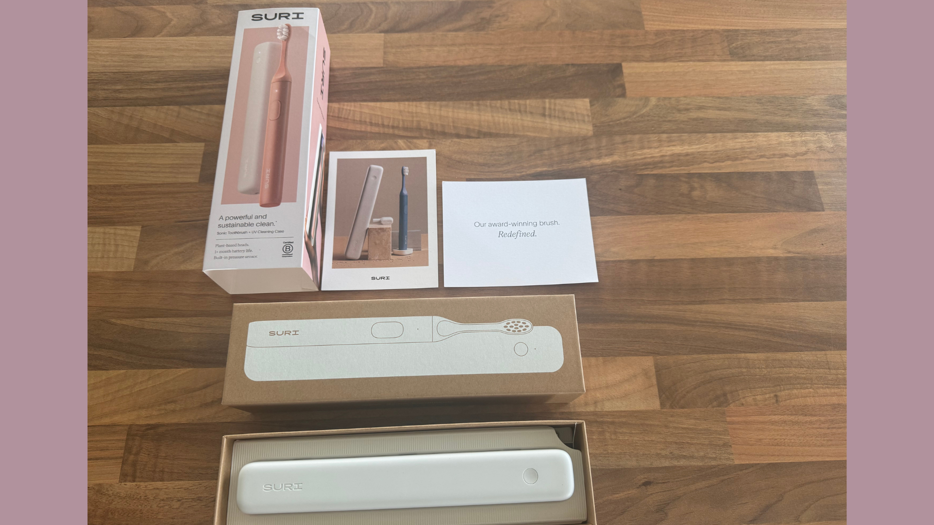 The Suri 2.0 toothbrush pictured during unboxing