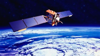 Communications satellite over Earth