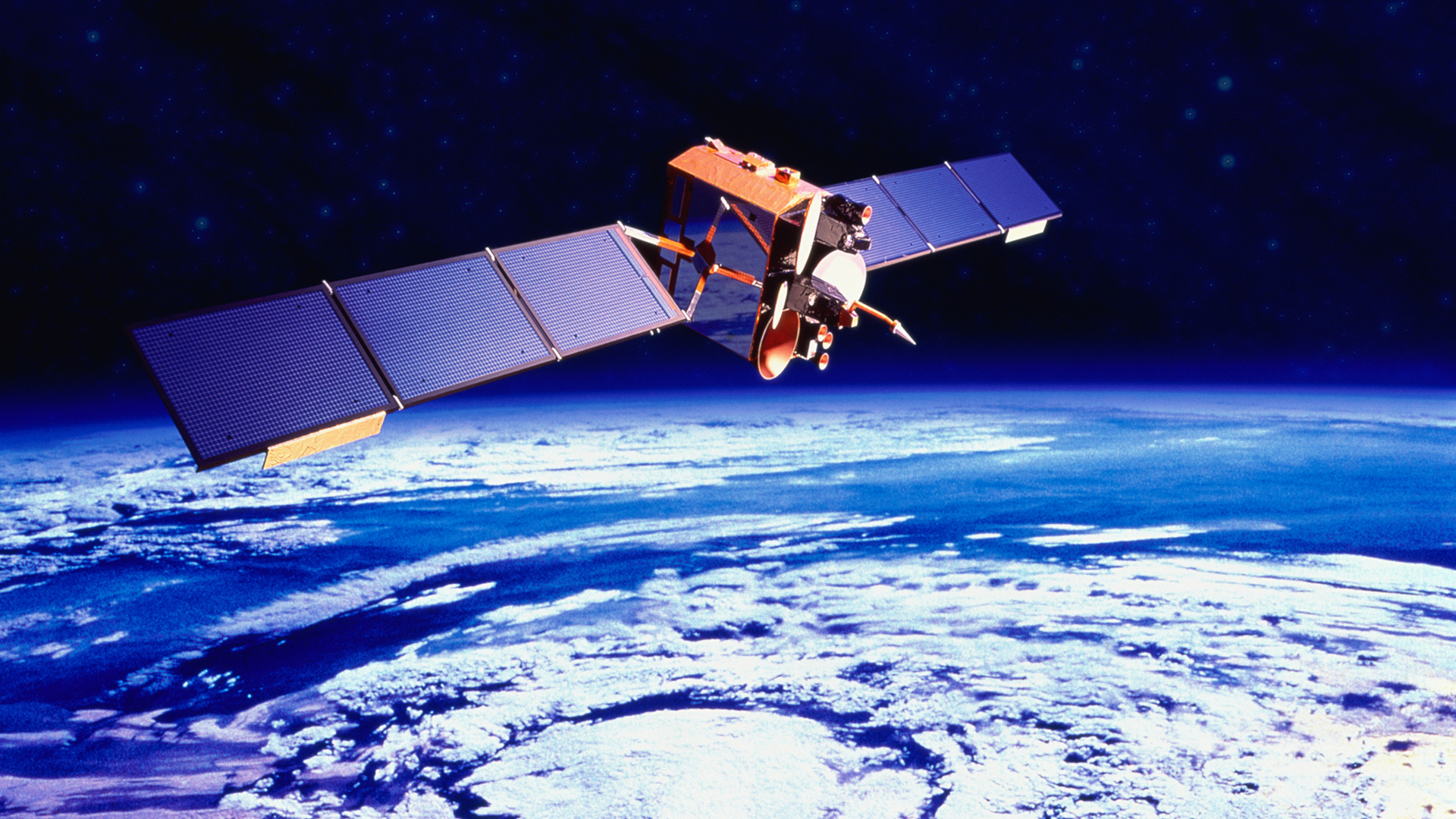 Communications satellite over Earth