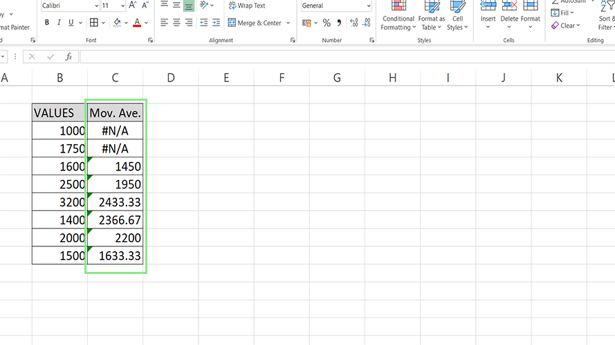 How to calculate a moving average with Microsoft Excel