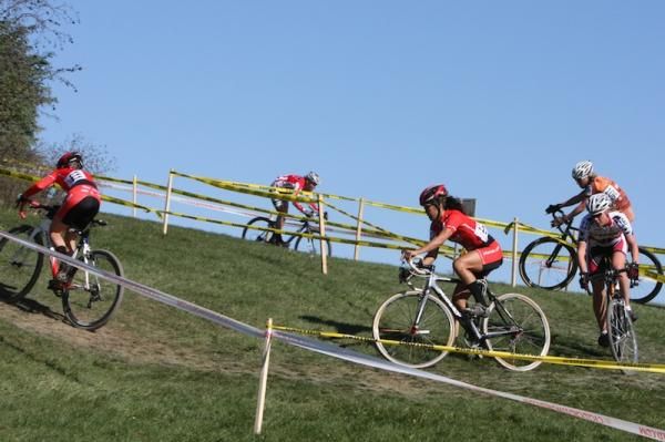 The lead group on a short, technical climb