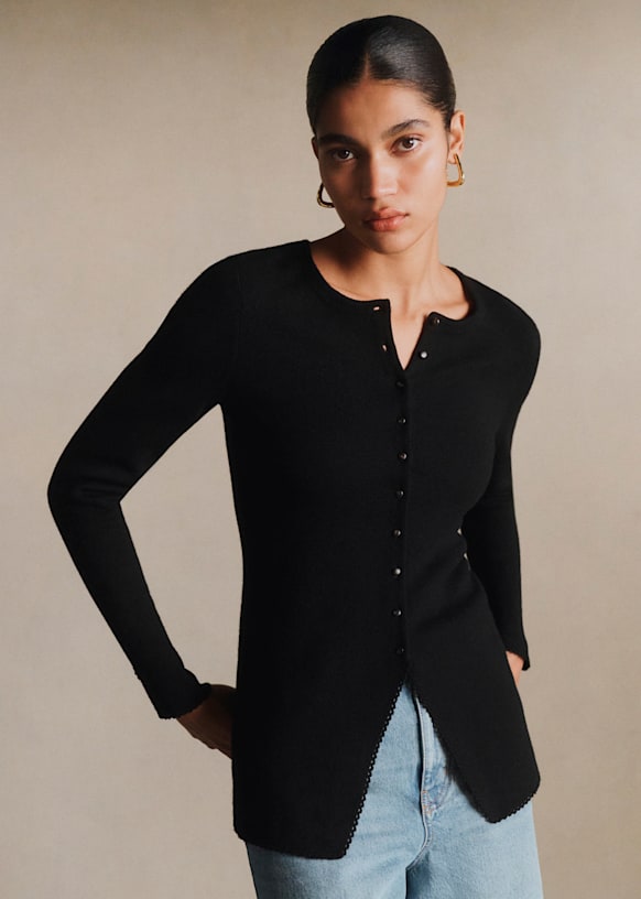 Elea Cardigan - Black - Merino Wool - S&amp;eacute;zane