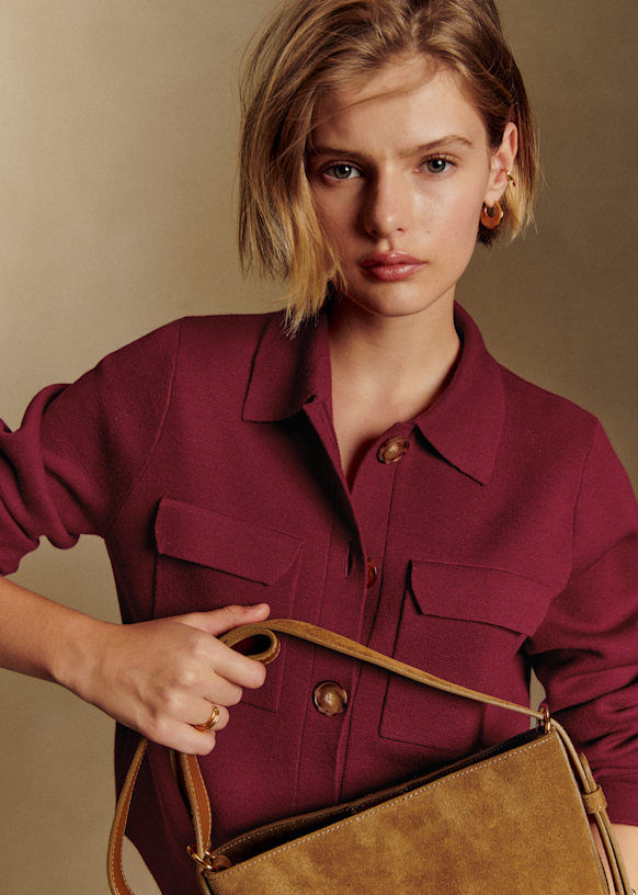 Betty Cardigan - Burgundy - Merino Wool - S&amp;eacute;zane