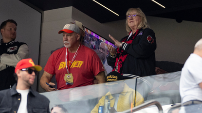 Ed and Donna Kelce look on from their suite prior to the NFL Super Bowl 58 football game between the San Francisco 49ers and the Kansas City Chiefs at Allegiant Stadium on February 11, 2024 in Las Vegas, Nevada.