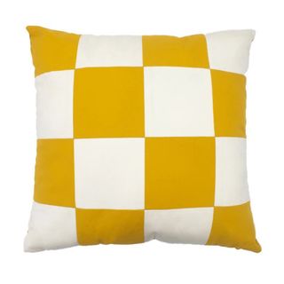 Yellow check throw pillow