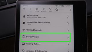 How to check if your kindle will lose internet access: tap device options