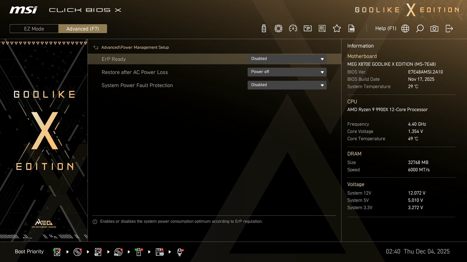 MSI X870E Godlike X - BIOS