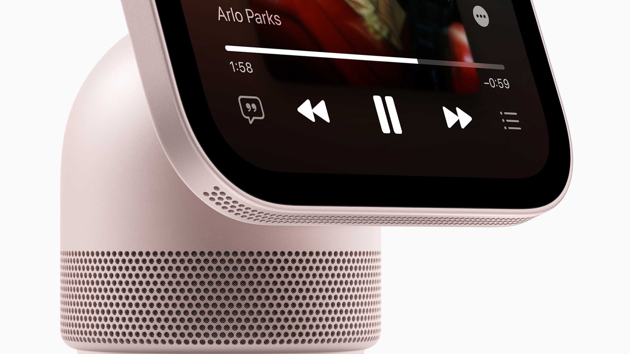 A close-up of the speaker grille on the Apple HomeView.