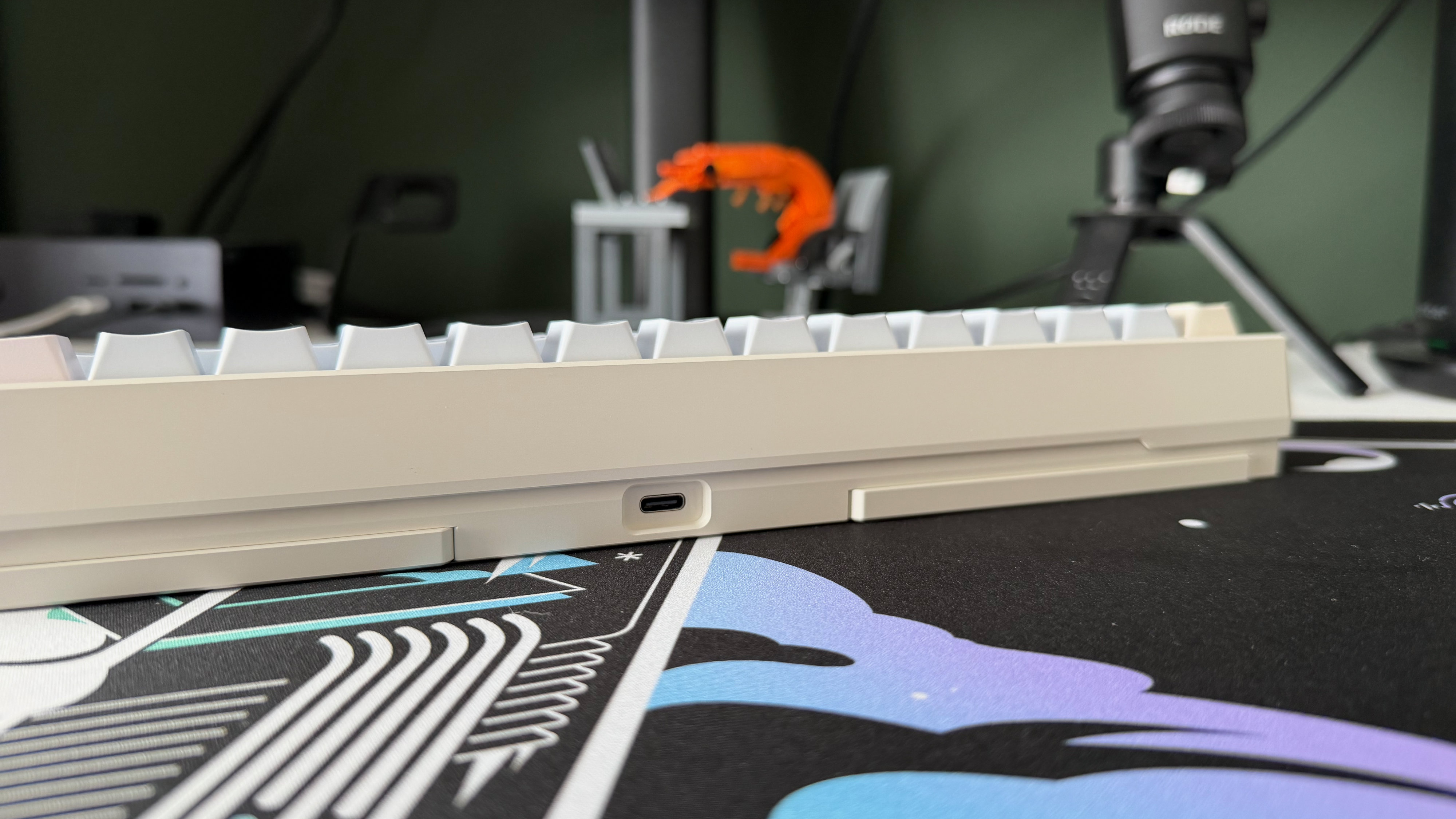 A closeup of the rear of the Wobkey Zen 65 Ultra, showing its USB-C port.