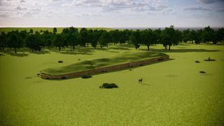 An artist's impression of how the Hazleton North barrow would have looked when it was newly built about 5,700 years ago.