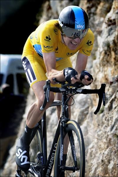 Race leader Bradley Wiggins (Sky) en route to victory in the final stage of Paris-Nice.