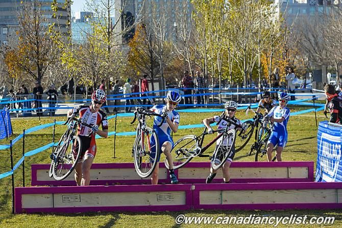 Over the barricades on lap 1