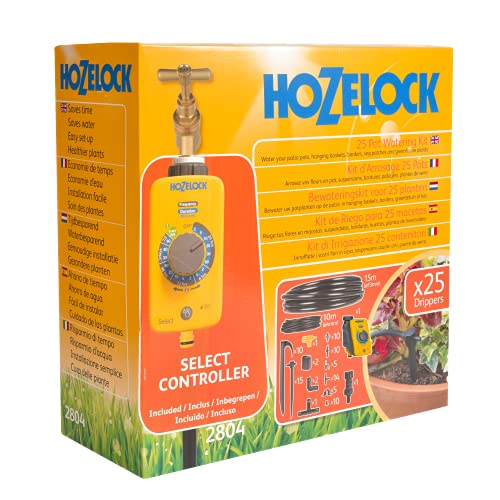 Hozelock - Drip Irrigation Kit 25 Pots : Ideal for Pots, Window Boxes and Vegetable Gardens, Easy to Use, Supplied With 25m of Hose and a Timer for Precise, Independent Watering [2804 1240]