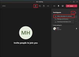 Microsoft Teams Allow attendees to unmute option