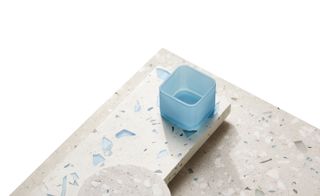 A terrazzo experiment with blue glass