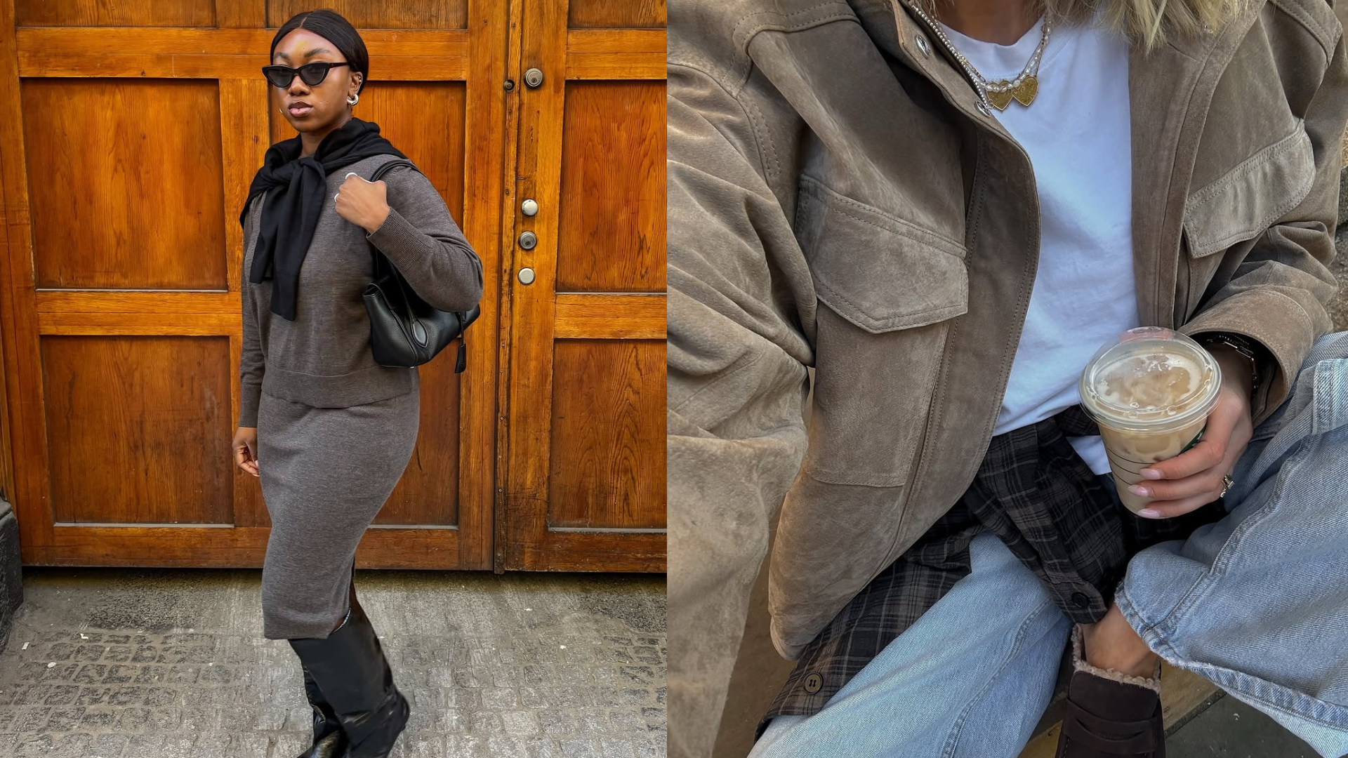 woman wearing suede jacket with jeans