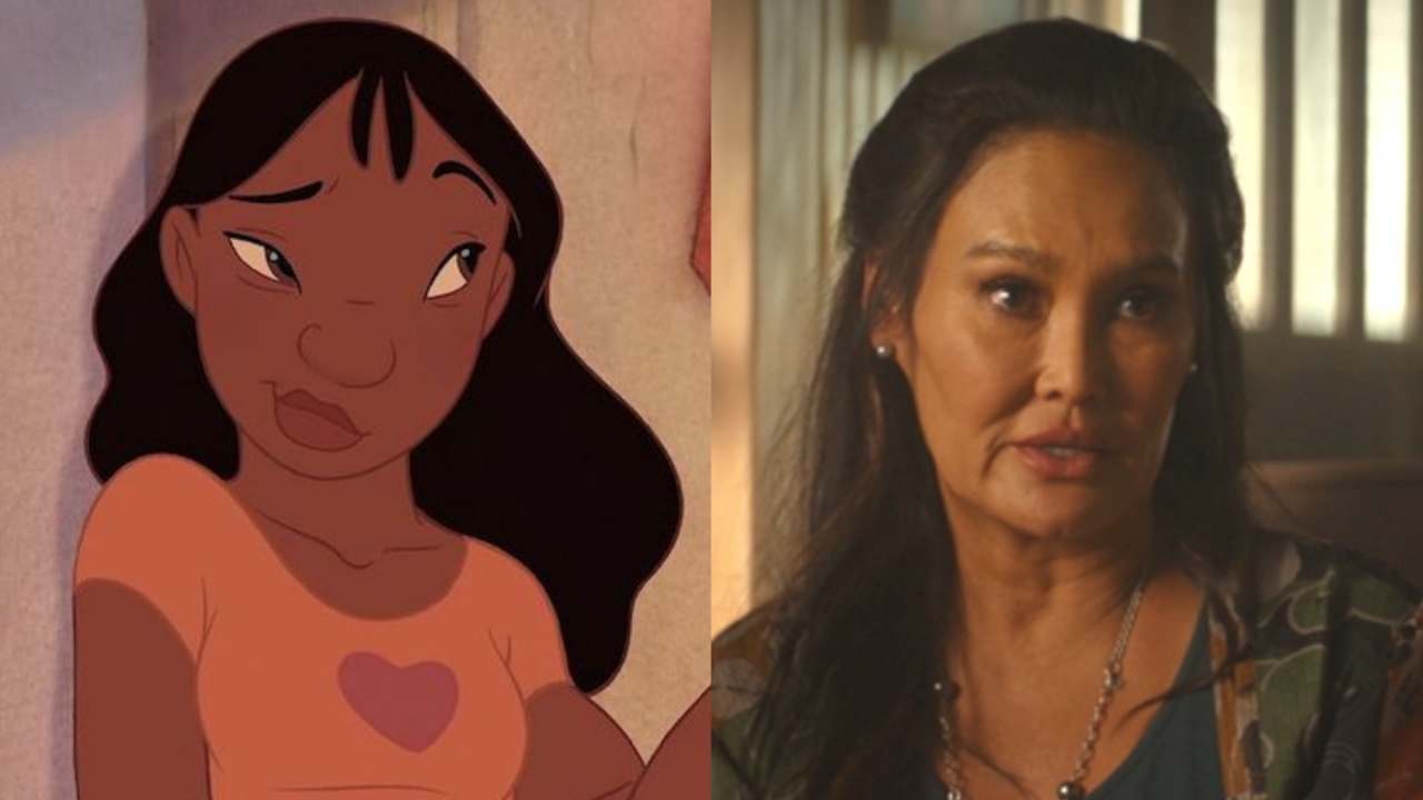 Nani in animated Lilo &amp; Stitch next to Tia Carrere in live-action Lilo &amp; Stitch 