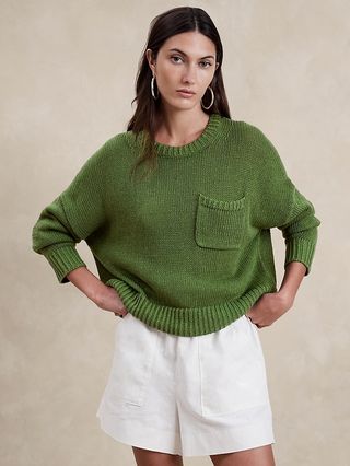 Linen-cotton box sweater