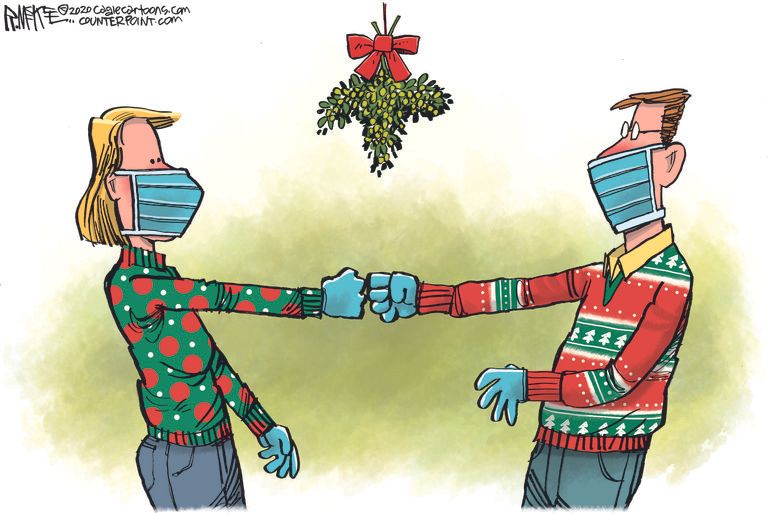 Editorial Cartoon U.S. Christmas Mistletoe COVID