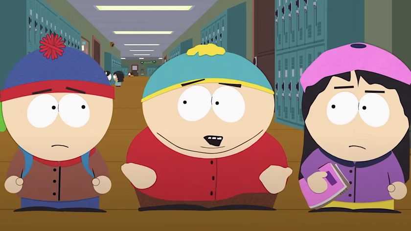 Cartman talking to Kyle and Wendy in school