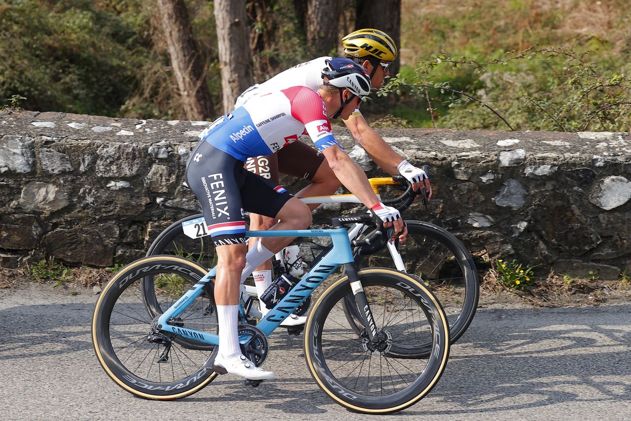Mathieu van der Poel was again using a hacked version of his Canyon Aeroad bike