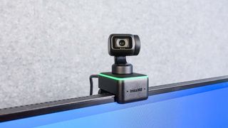 Insta360 Link attached to computer screen