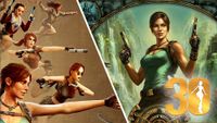 Tomb Raider 30th anniversary artwork showing Lara Croft through the ages