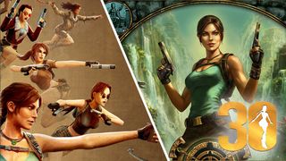 Tomb Raider 30th anniversary artwork showing Lara Croft through the ages