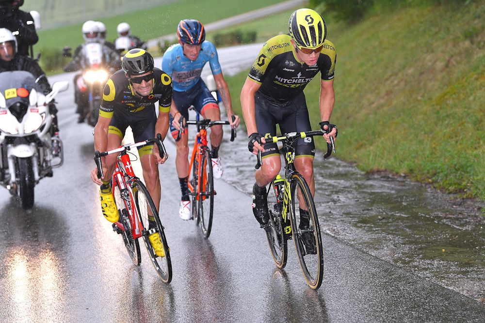 Christopher Juul Jensen (Mitchelton-Scott) leads the break during stage 3 at Tour de Suisse