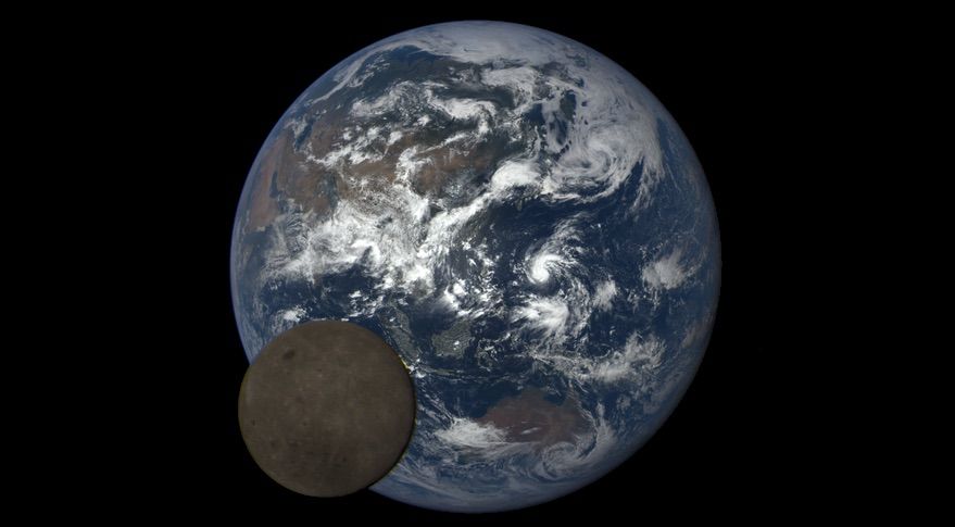 While DSCOVR&#039;s primary mission is monitoring the solar wind, its EPIC instrument provides full-disk views of the Earth, sometimes capturing the moon as it passes between the Earth and the spacecraft.