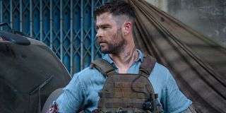 Chris Hemsworth as Tyler Rake in Extraction