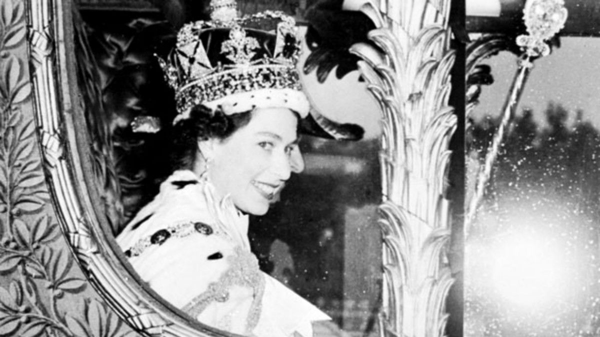 1953: the Queen after her coronation at Westminster Abbey on 2 June