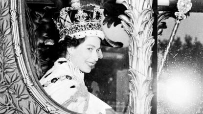 1953: the Queen after her coronation at Westminster Abbey on 2 June