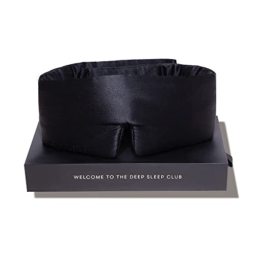 Drowsy Silk Sleep Mask - Face-Hugging, Padded Cocoon for Luxury Sleep in Total Darkness - 100% Pure Mulberry Silk (black Jade)