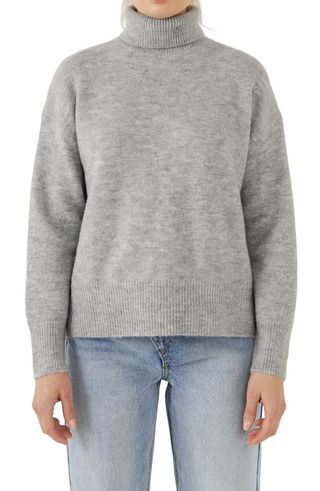 Notch Hem Turtleneck Sweater