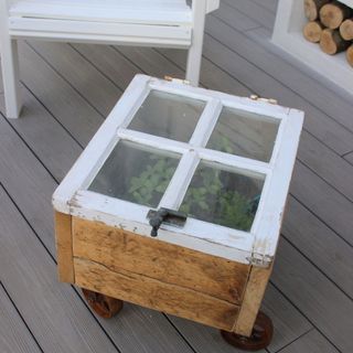 A coffee table/cold frame made out of an upcycled window
