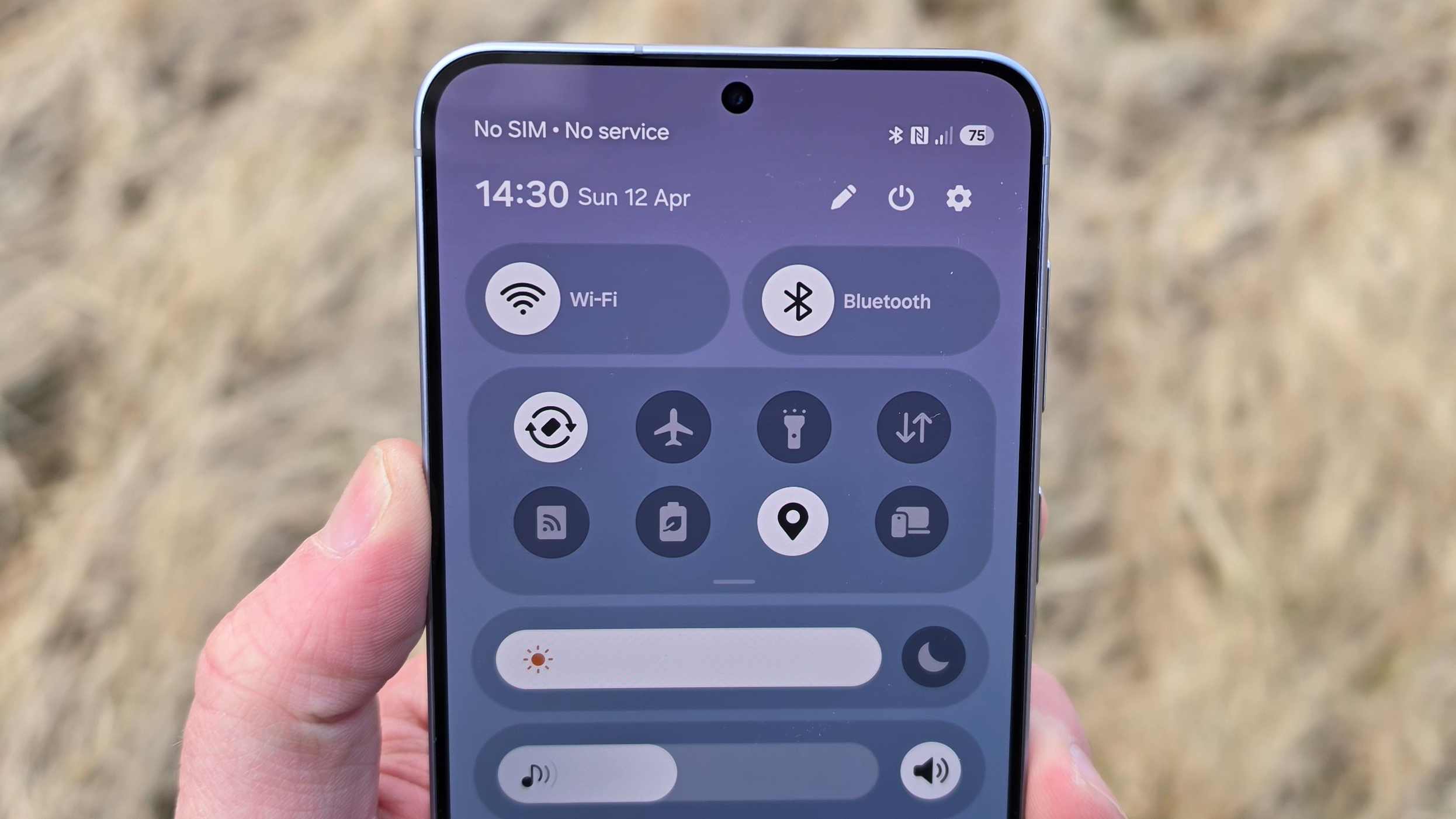 The Samsung Galaxy A57's quick settings menu.