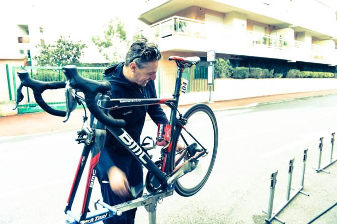 Ama&euml;l Moinard's bike was one of the first to be worked on