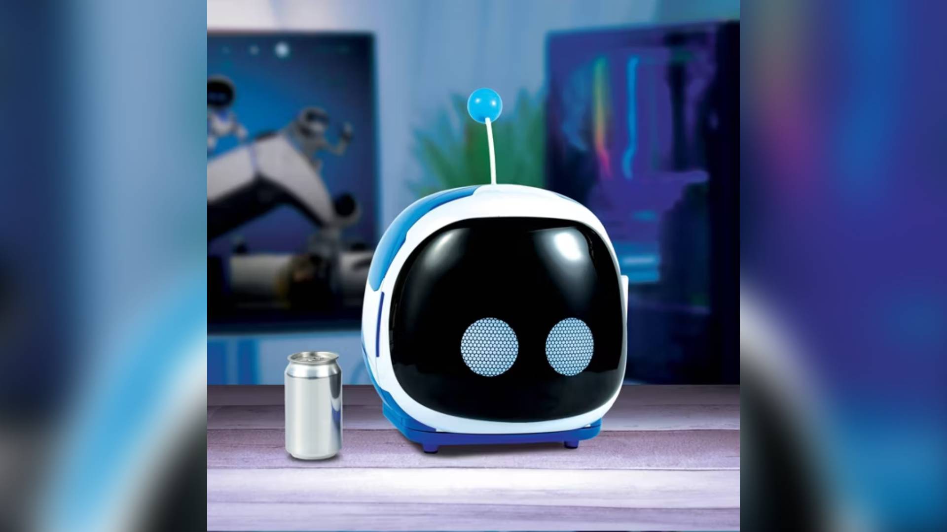 Official marketing image of the Astro Bot Mini Fridge by Sony.
