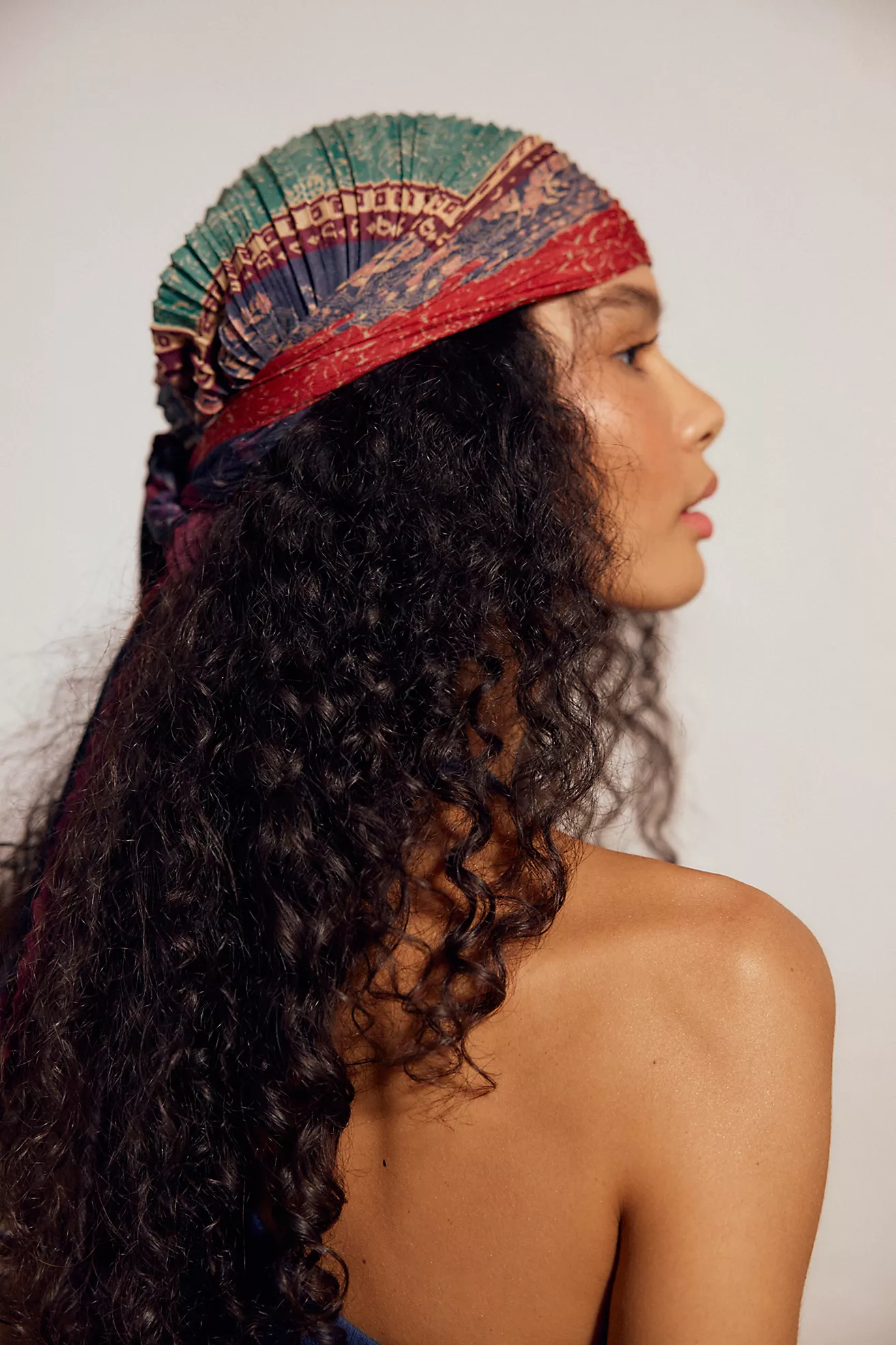 Pleated Printed Skinny Bandana