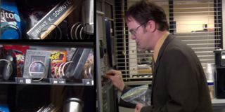 Dwight's things in the vending machine in The Office.