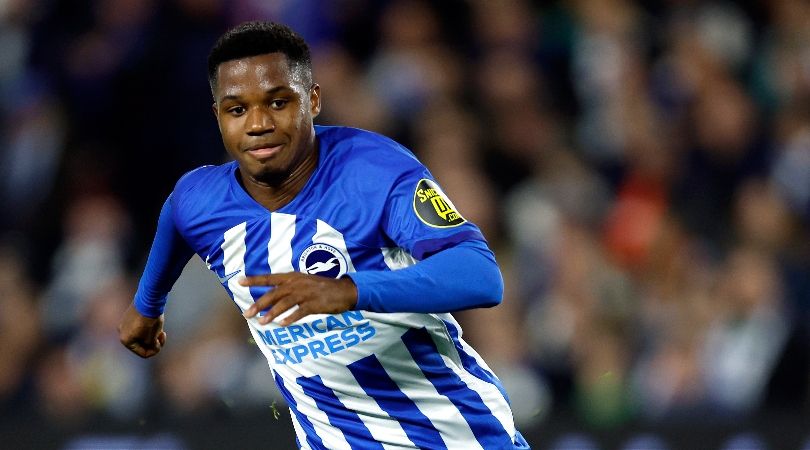 Barcelona&#039;s on-loan attacker Ansu Fati in acion for Brighton in October 2023.