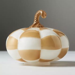 Checkered Glass Pumpkin Decorative Object