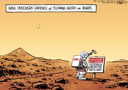 Editorial cartoon Water on Mars EPA