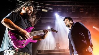 The singer and the guitarist of the Deftones Chino Moreno and Stephen Carpenter in concert at the Fabrique, in Milan. Milan, Italy. 21st April 2017