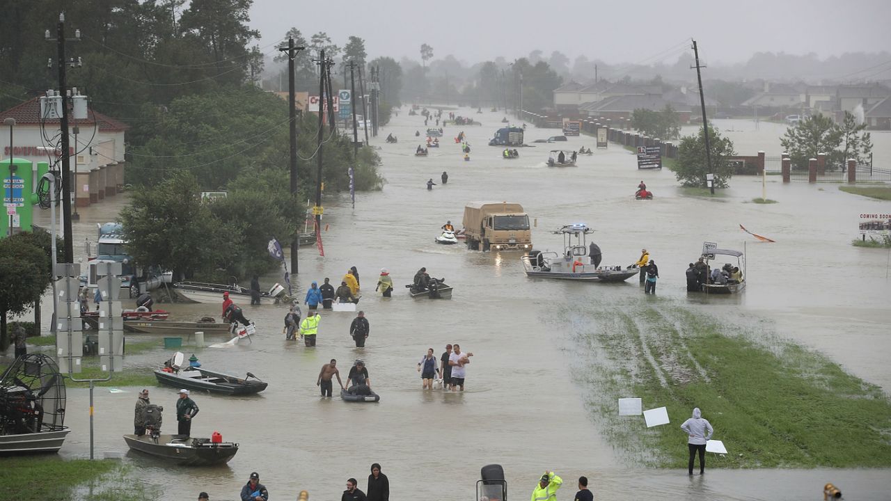 A flooded street in Houston after Hurricane Harvey