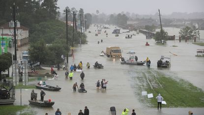 A flooded street in Houston after Hurricane Harvey