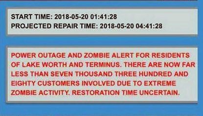 Power outage sparks zombie alert in Florida